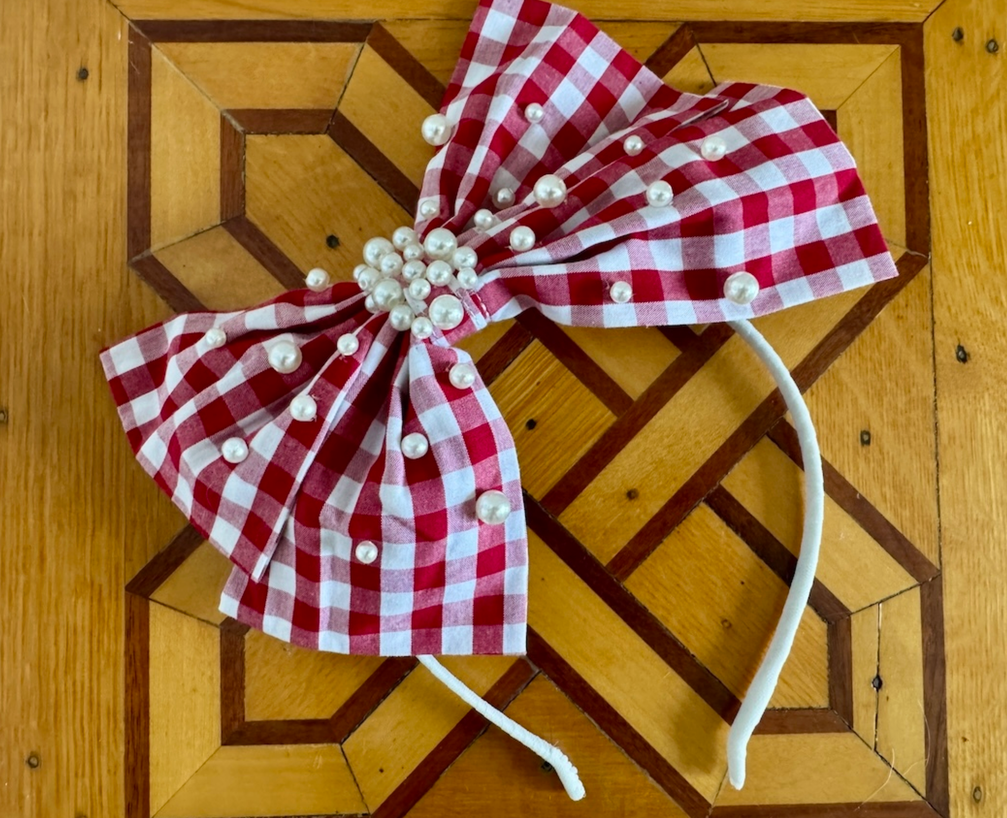 Fabric Cherry Gingham Headband