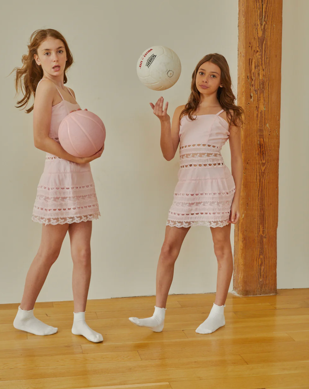 Isabella Pink Heart Bow Lace Dress