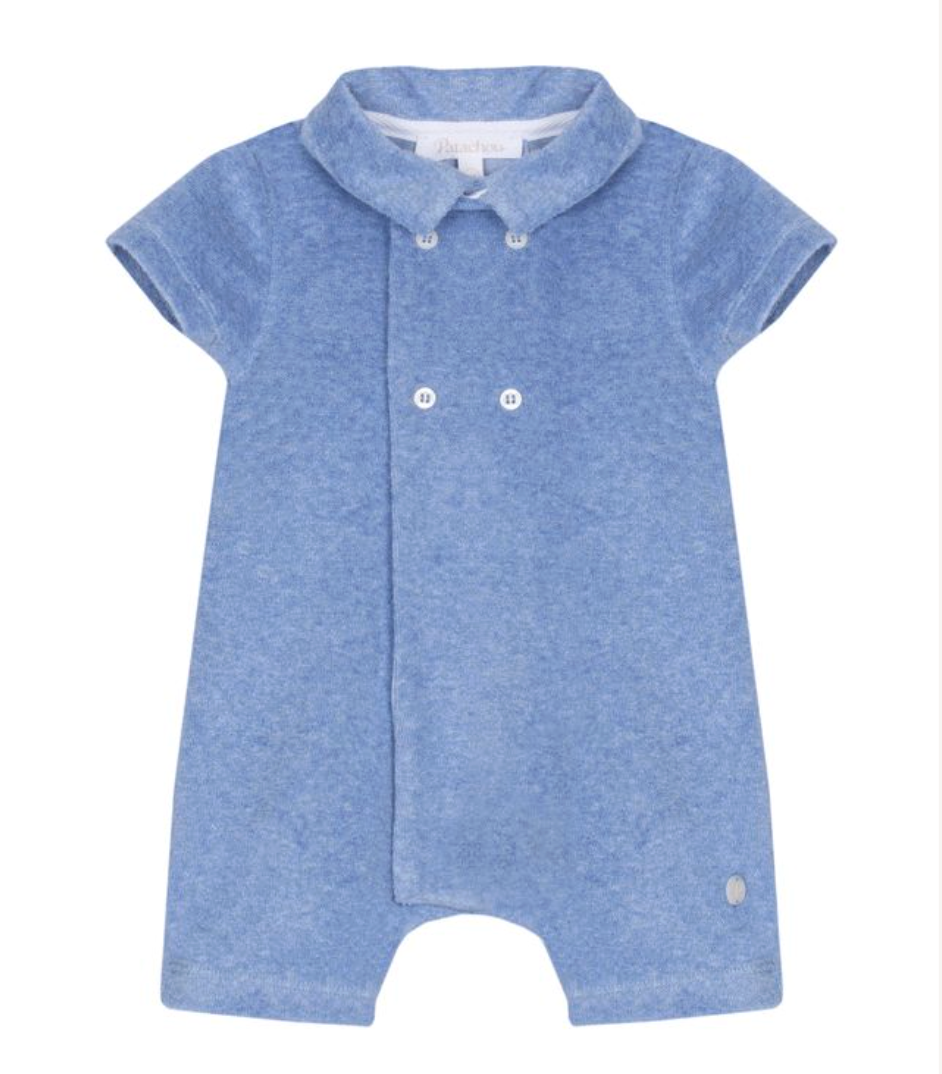 Blue Knit Infant Boy Romper