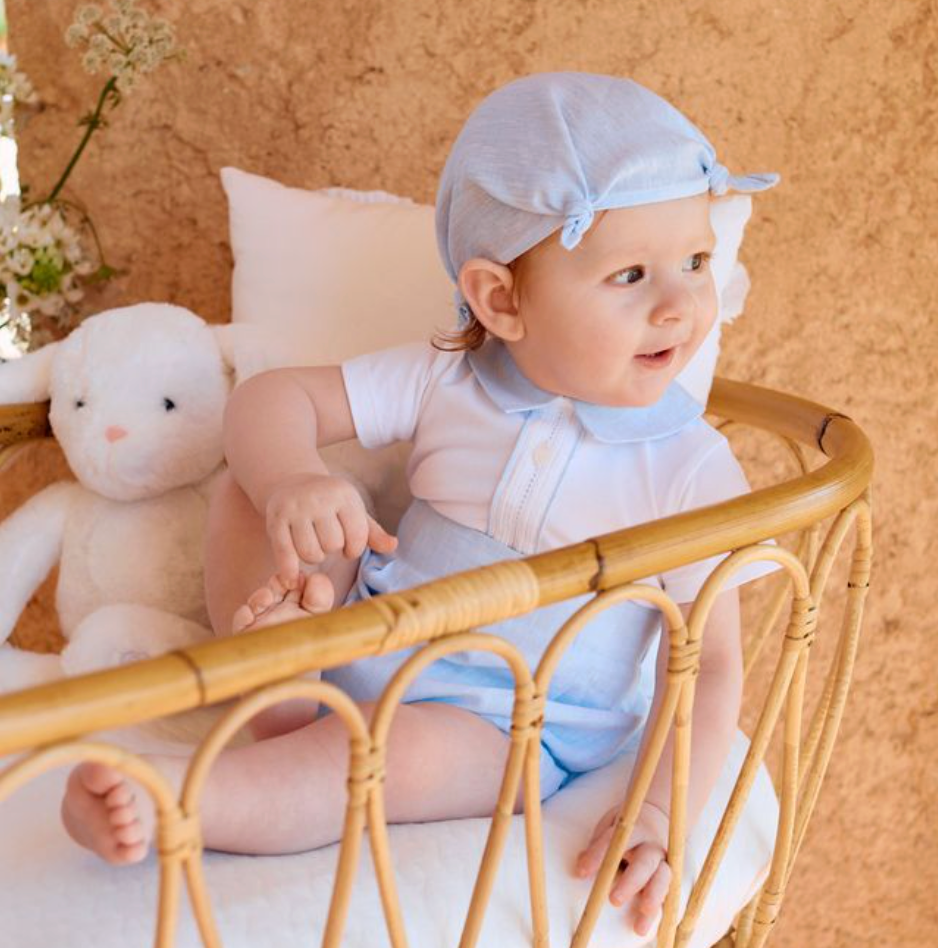 Infant Boy Blue & White Romper