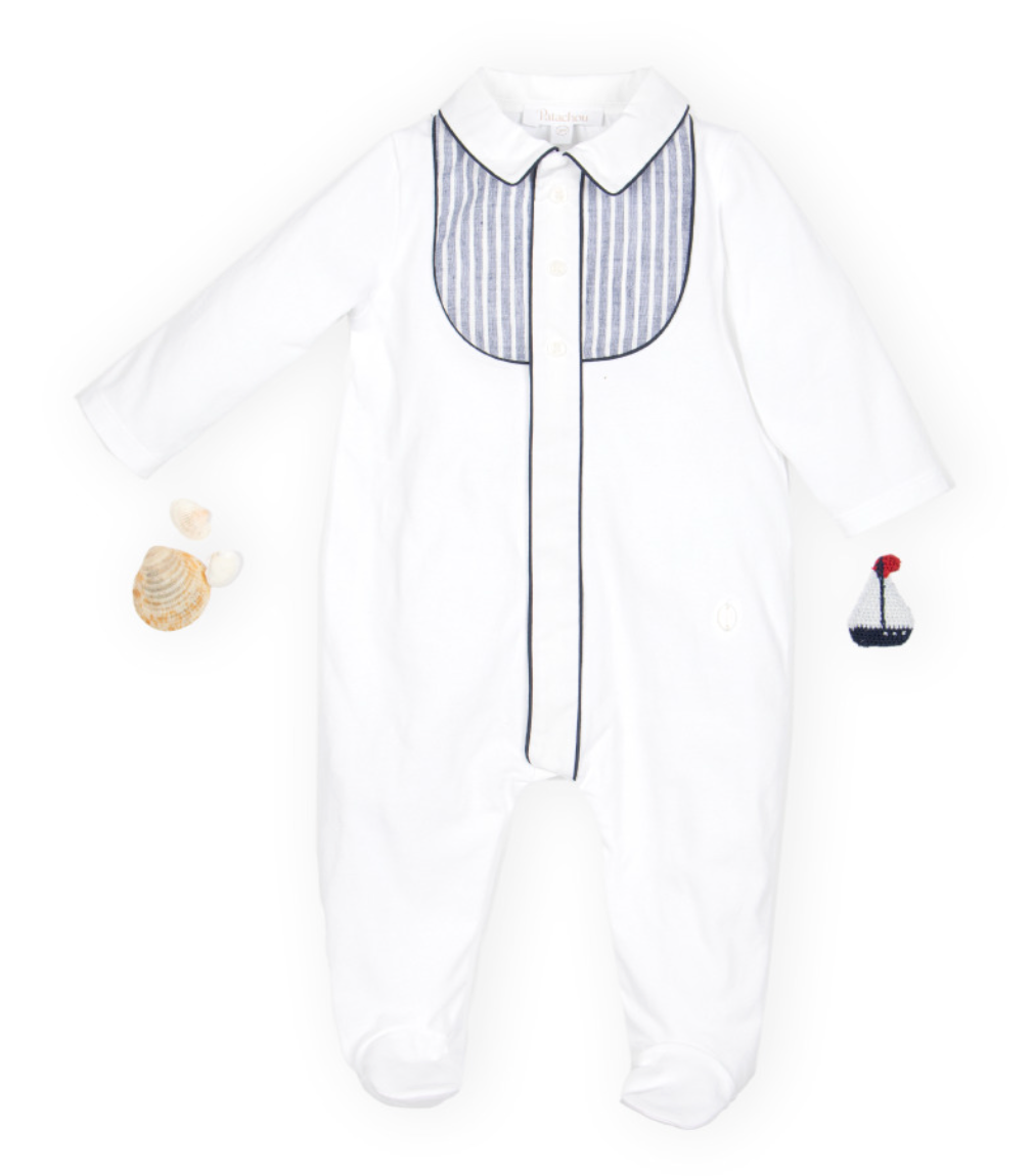White & Blue Infant Footie