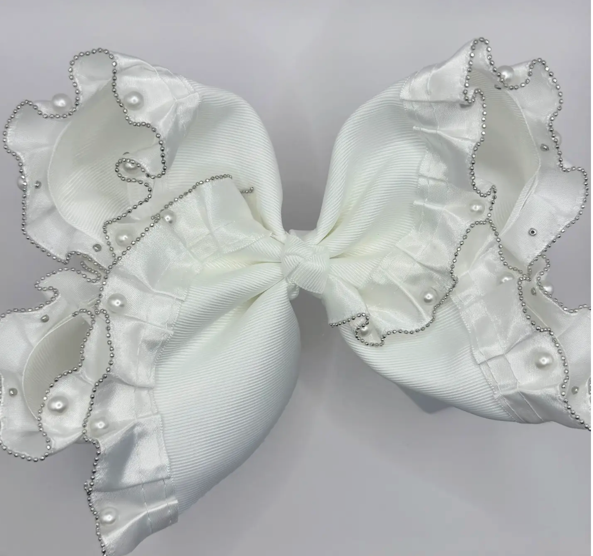 White Rhinestone Ribbon Clip