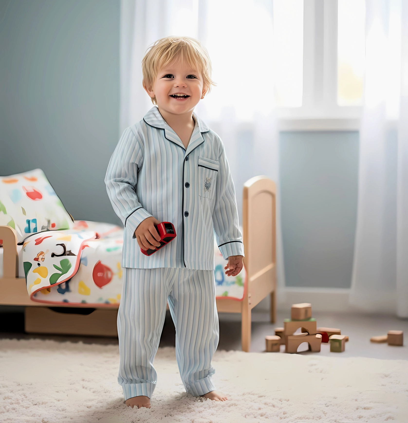 Blue Stripe Cotton Pajamas