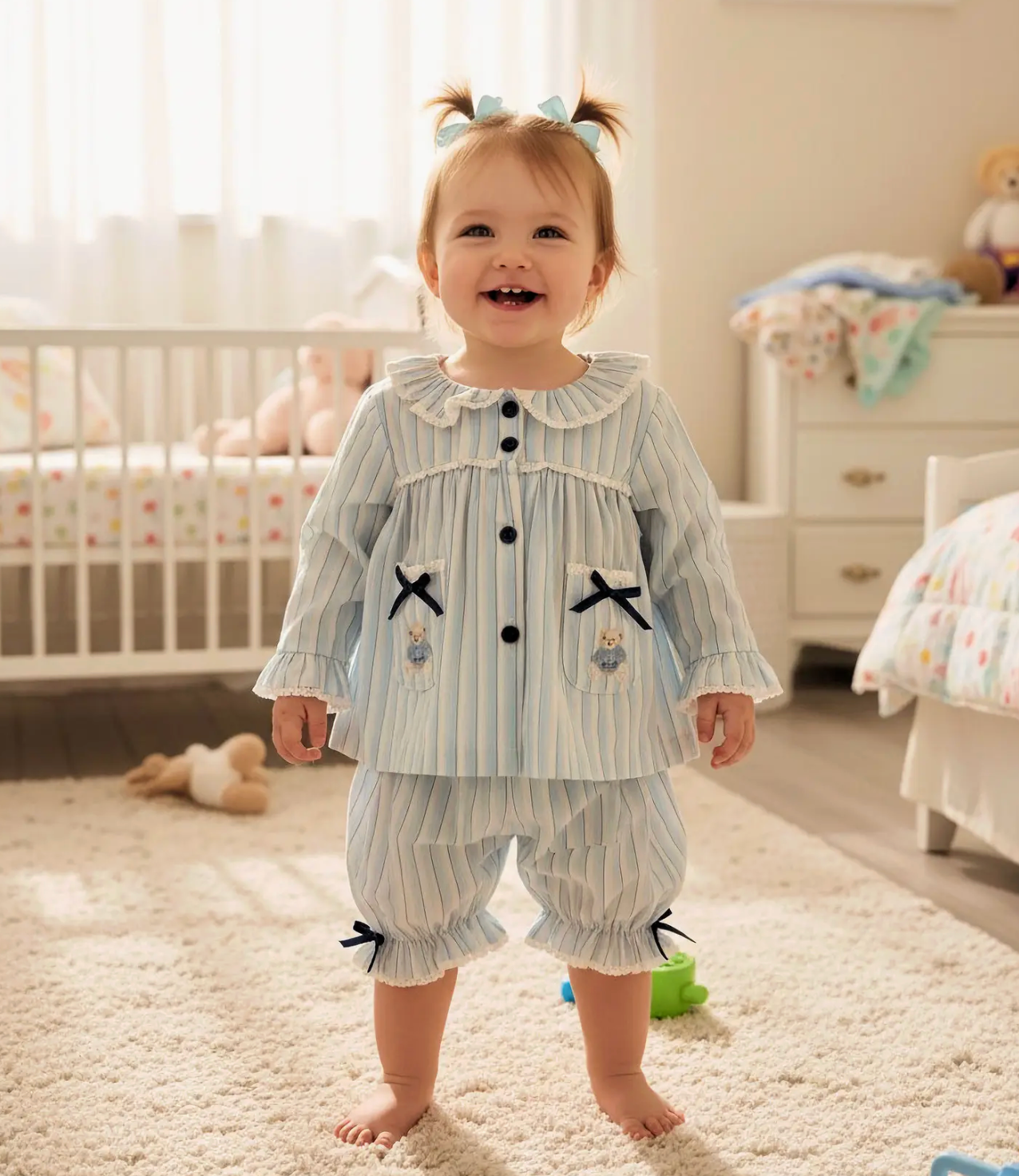 Girl's Blue Stripe Pajamas