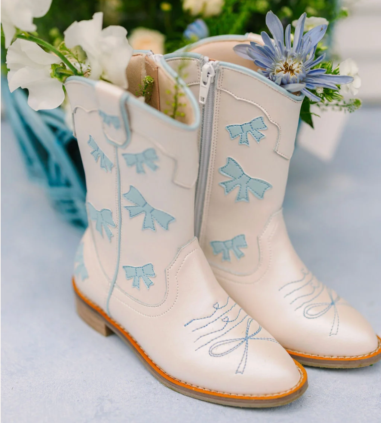 Blue Bow Boots
