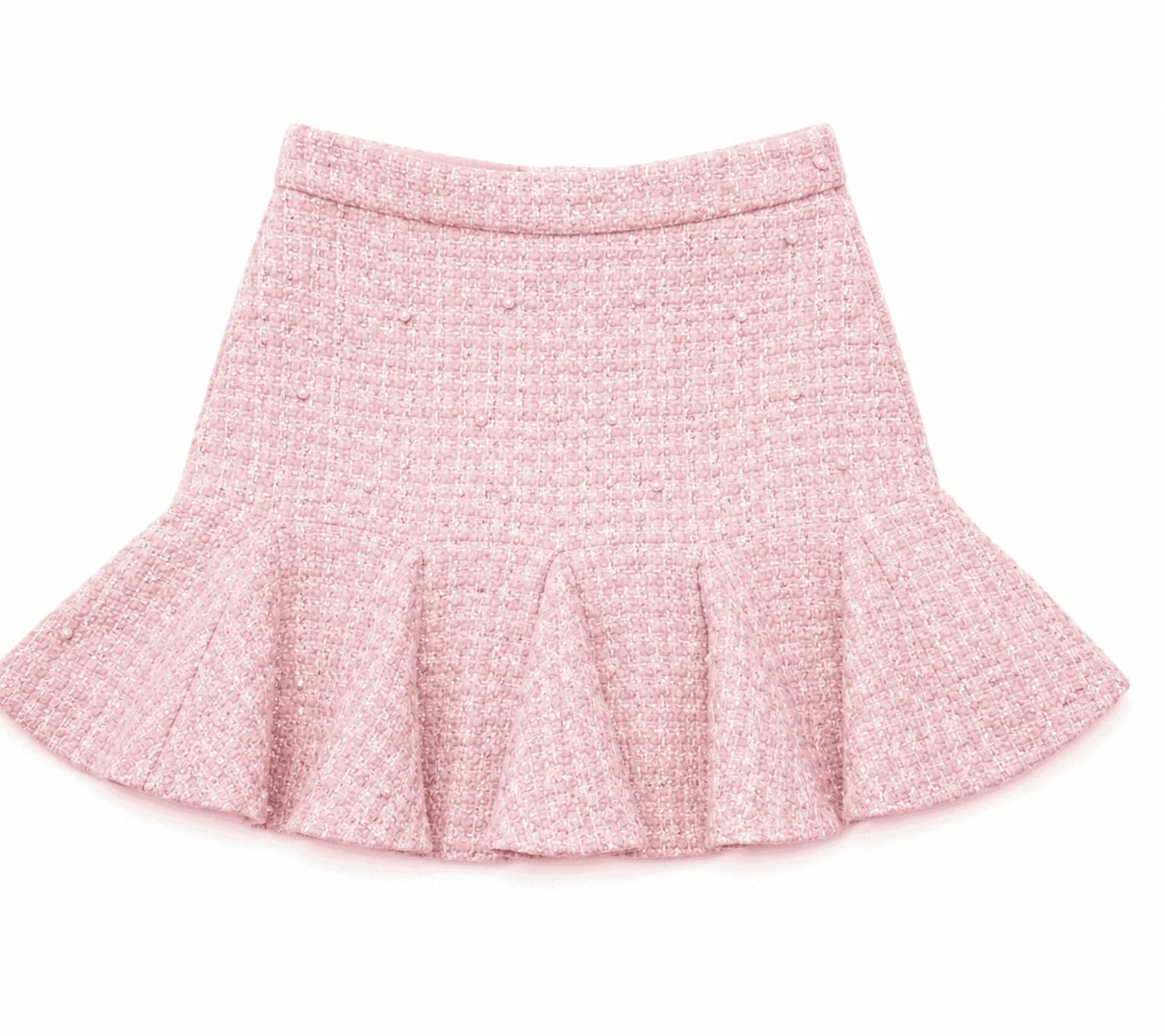 Pink Boucle Pearl Skirt