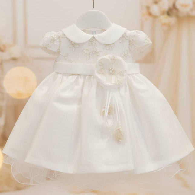 White & Gold Infant Dress
