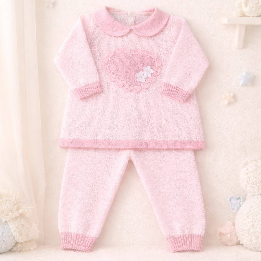 Pink Heart Knitted Set