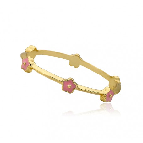 Twin Stars Dainty Flowers Bangle Baby bracelet Gold