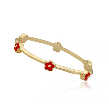 Twin Stars Dainty Flowers Bangle Baby bracelet Gold