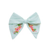 Embroidered Mint Bow Clip