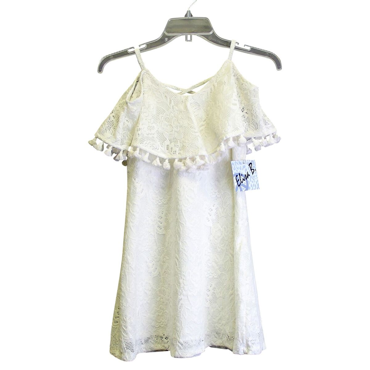 Elisa B Lace Tassel Dress tween dance cream ivory