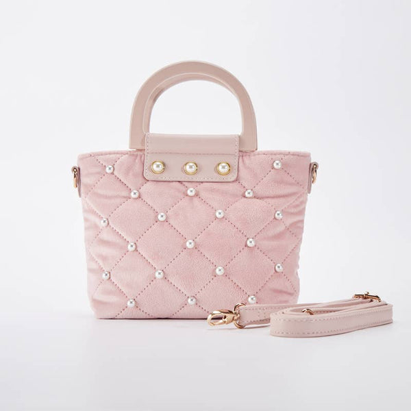 Pink Pearl Quilted Velvet Bag