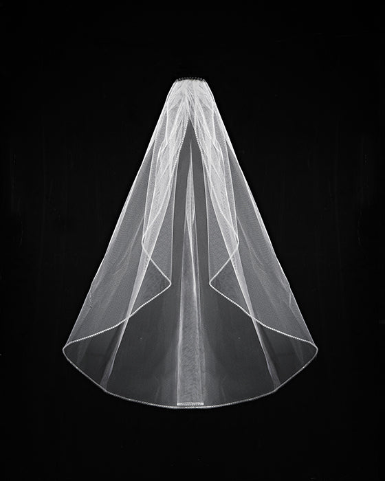 Single Layer Stone Edge Veil