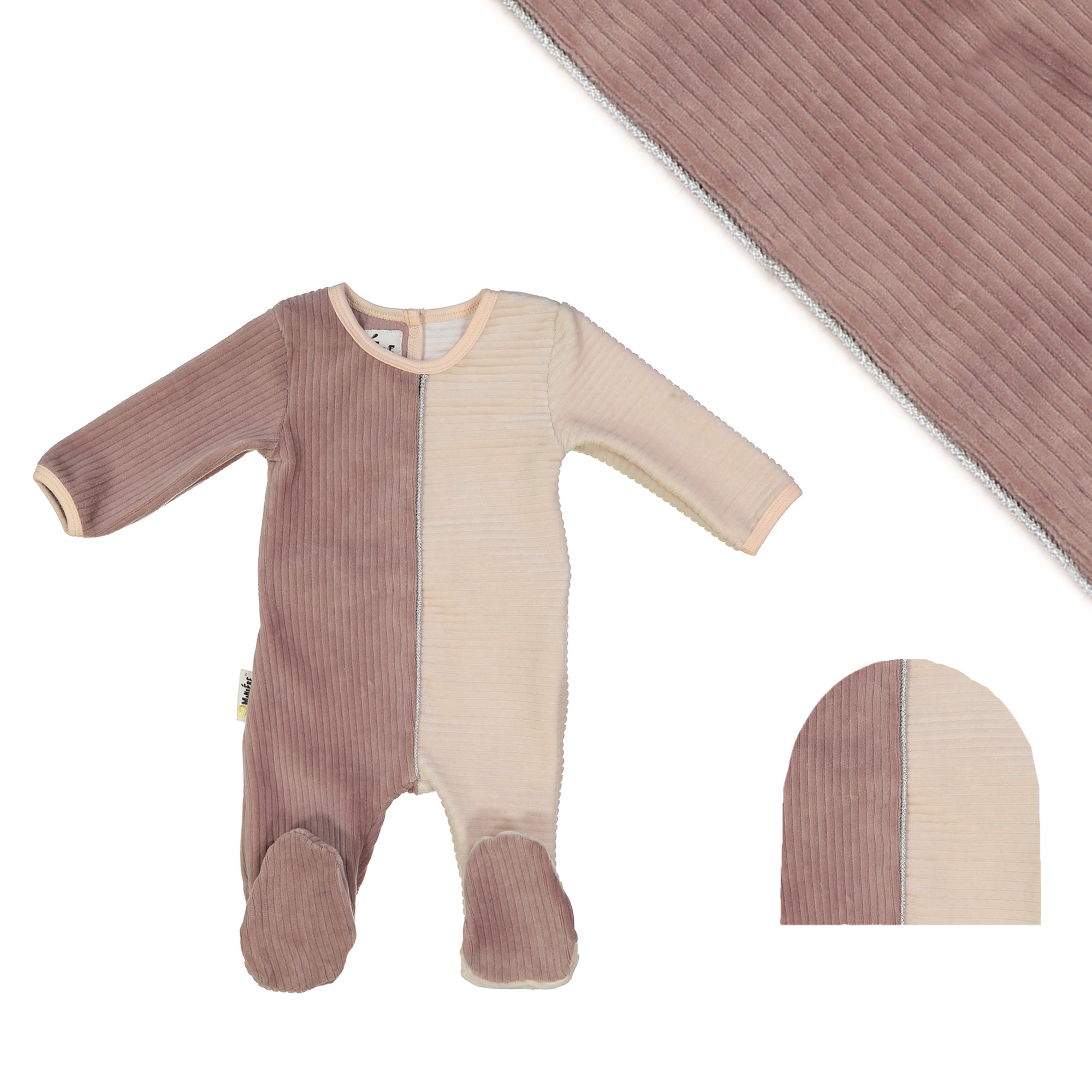 Color Block Footie in Mauve/Pink
