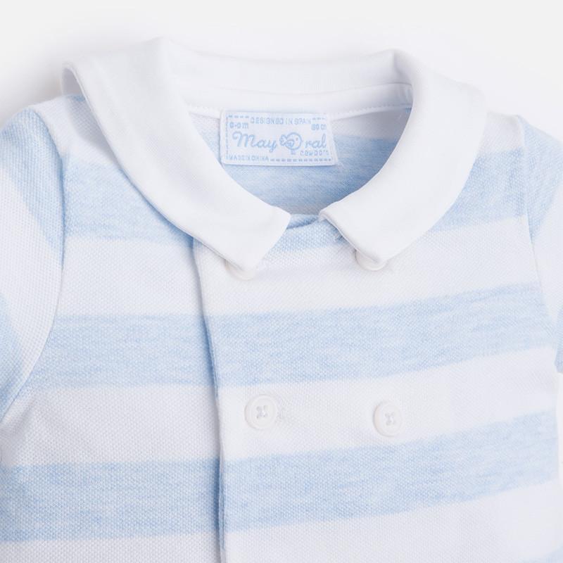 Mayoral White and Blue Stripe Romper