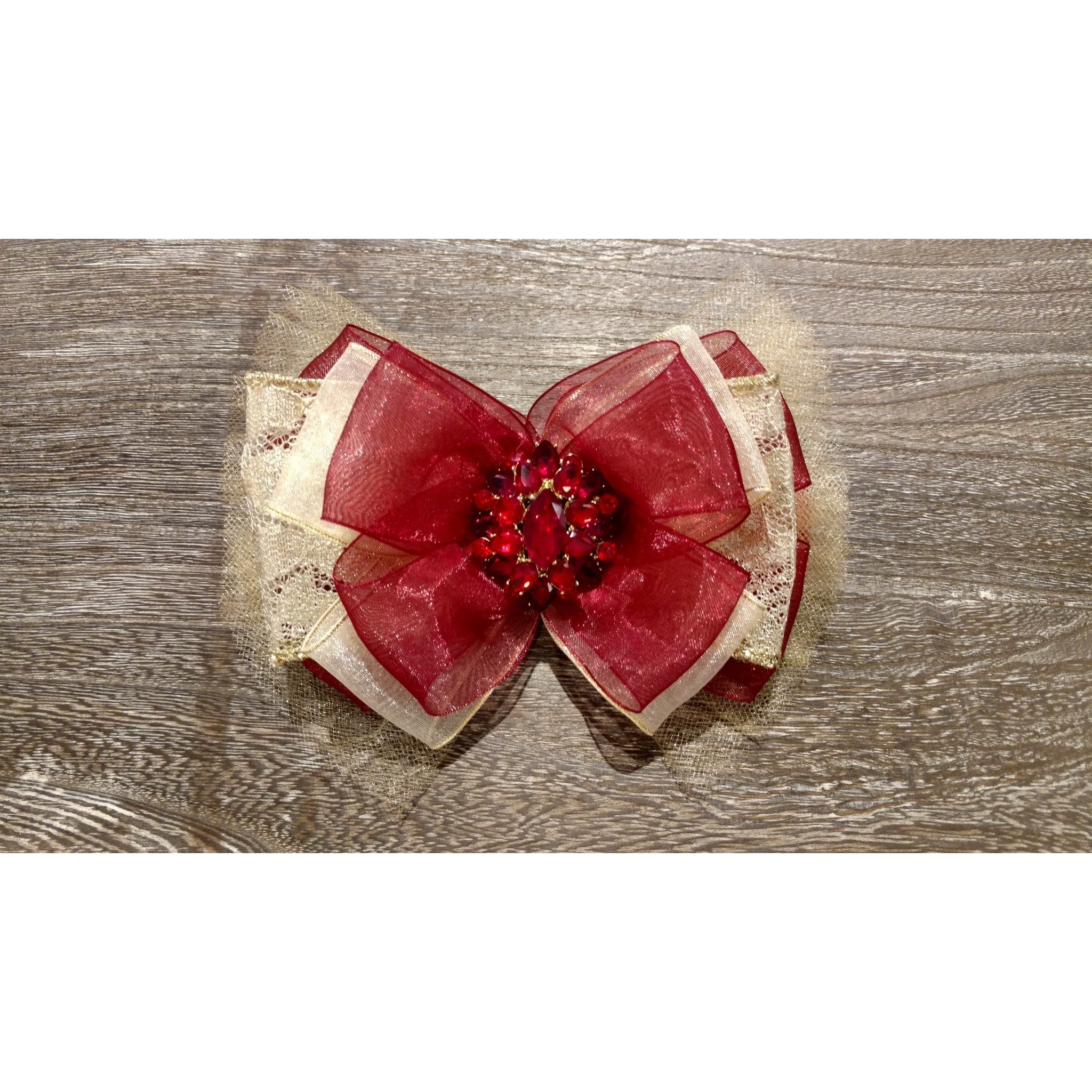 Red and Gold Holiday Crystal Headband