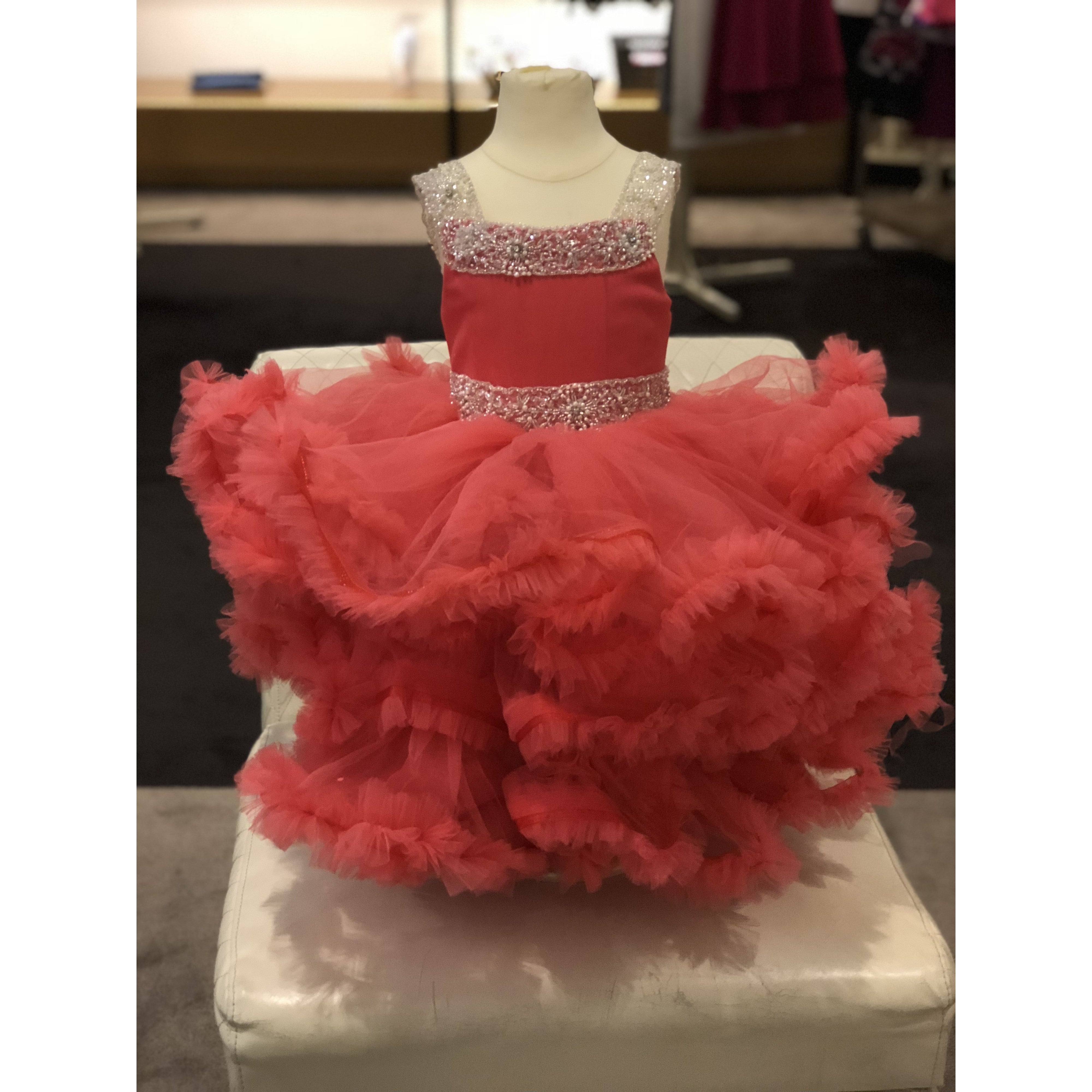 zoey dress ruffle custom flower girl dress coral