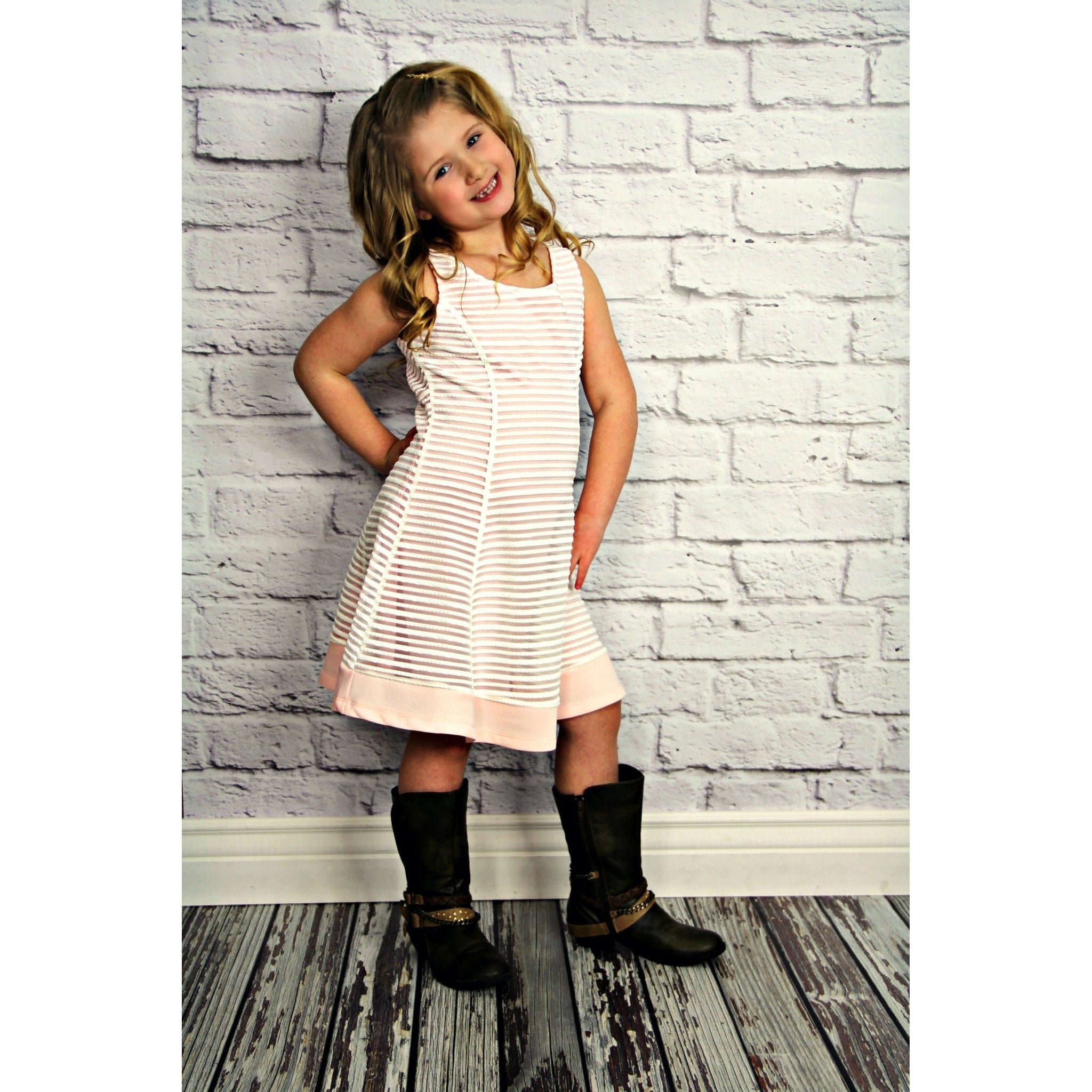 Elisa B Pink Stripe Jersey Dress