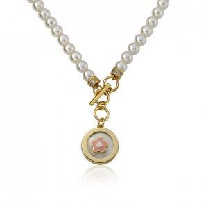 Twin Star Pearl necklace Enamel charm jewelry