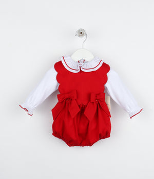 Scallop Overall in Red