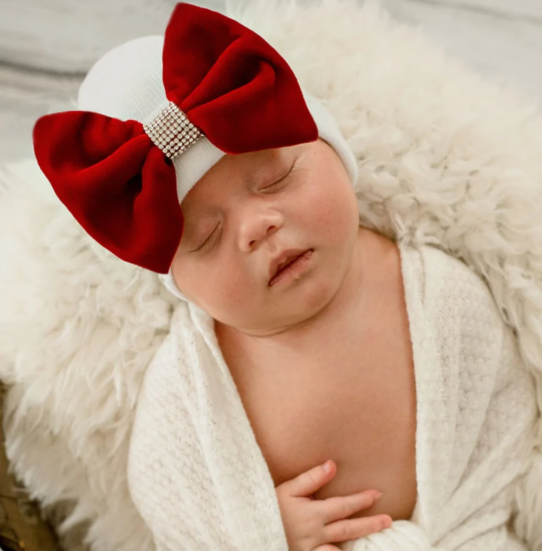 Ily Bean Burgundy Velvet Bow