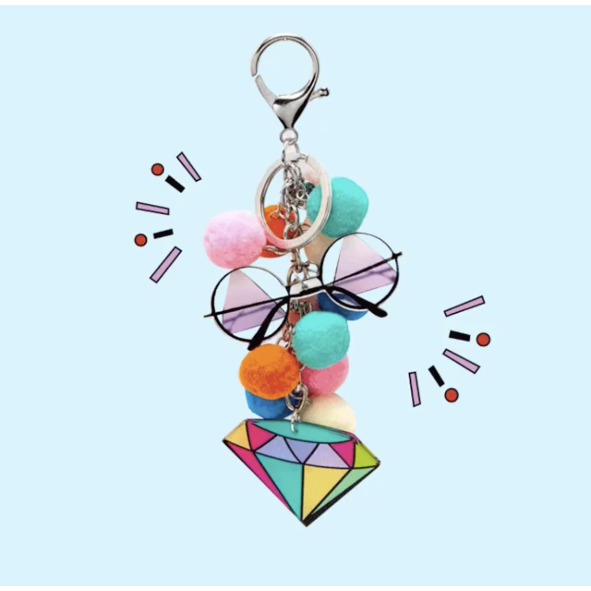 Bari Lynn Pom Pom Gift Keyring Keychains