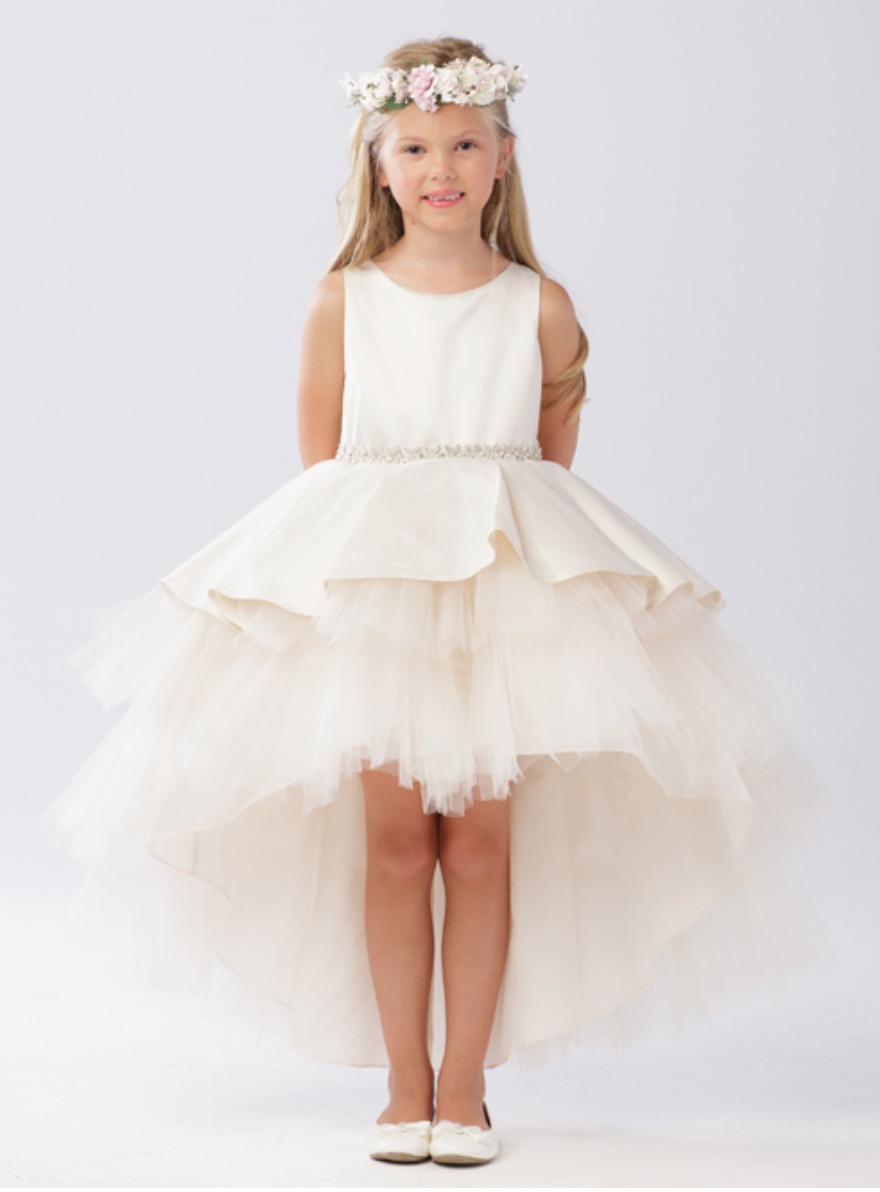 Satin High Low Dress in Pink, Ivory or Champagne