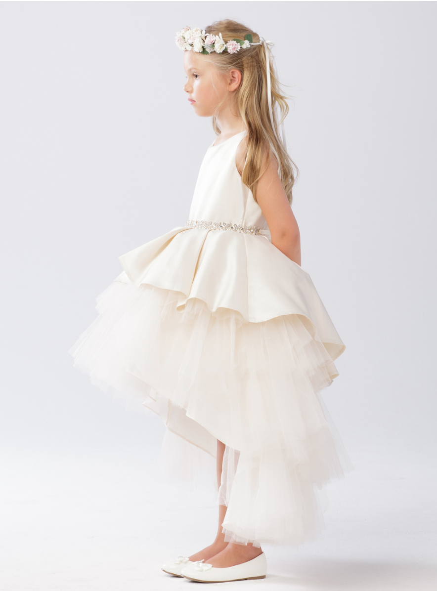 Satin High Low Dress in Pink, Ivory or Champagne