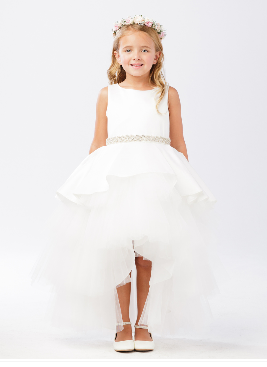 Satin High Low Dress in Pink, Ivory or Champagne