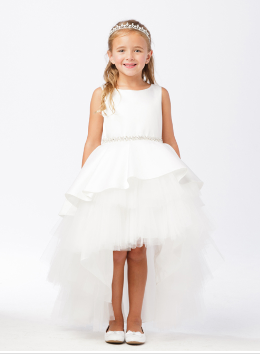 Satin High Low Dress in Pink, Ivory or Champagne