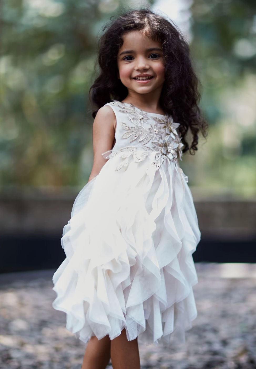 Cascading Champagne Dress