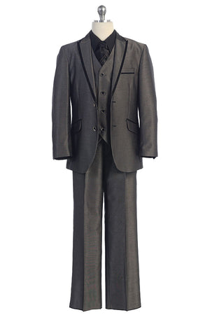 Boys Grey Suit with Black Trim