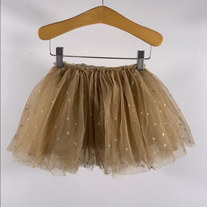 Pleated Skirt with Gold Sparkle Hearts
