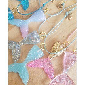 Heart Me Mermaid Tail Necklace glitter sparkles