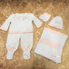 White and Pink Stripe Knit Set
