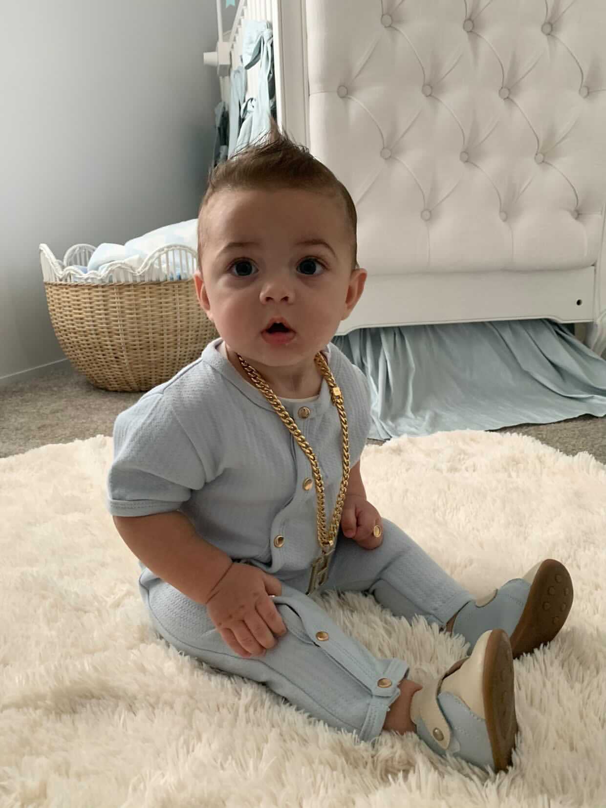 Conjunto de piqué azul bebé