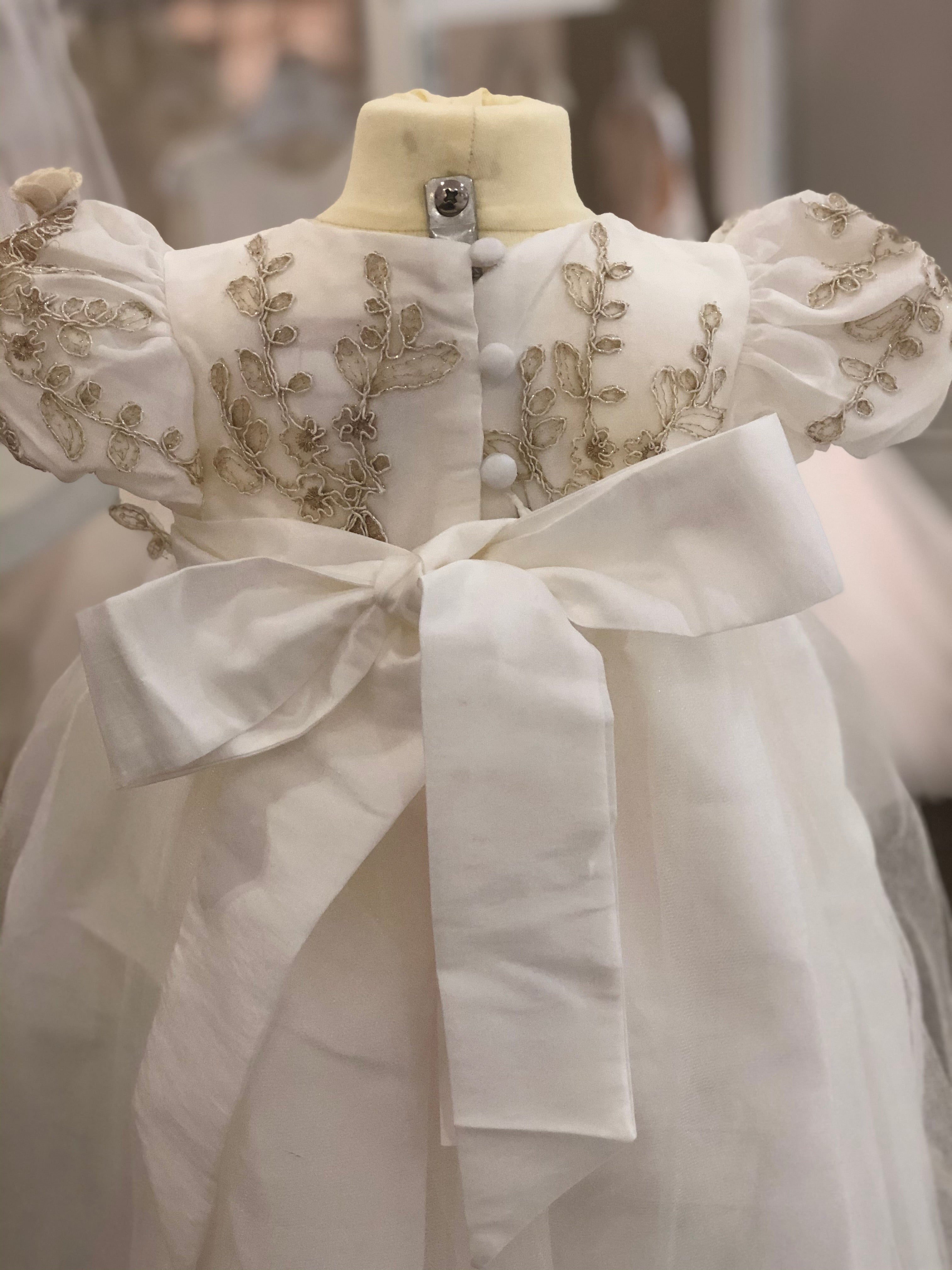 Gold Flower Ivory Dress