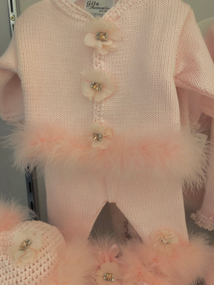 Cotton Tri-Diamond Set with Marabou