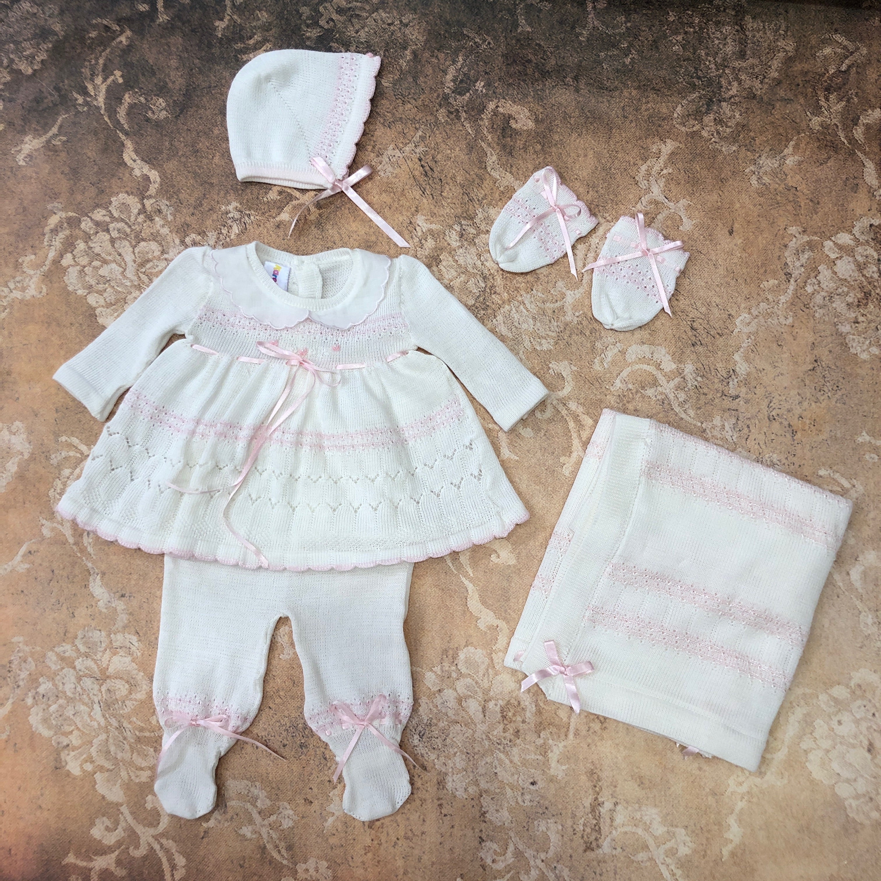 Cream and Pink Knit Set