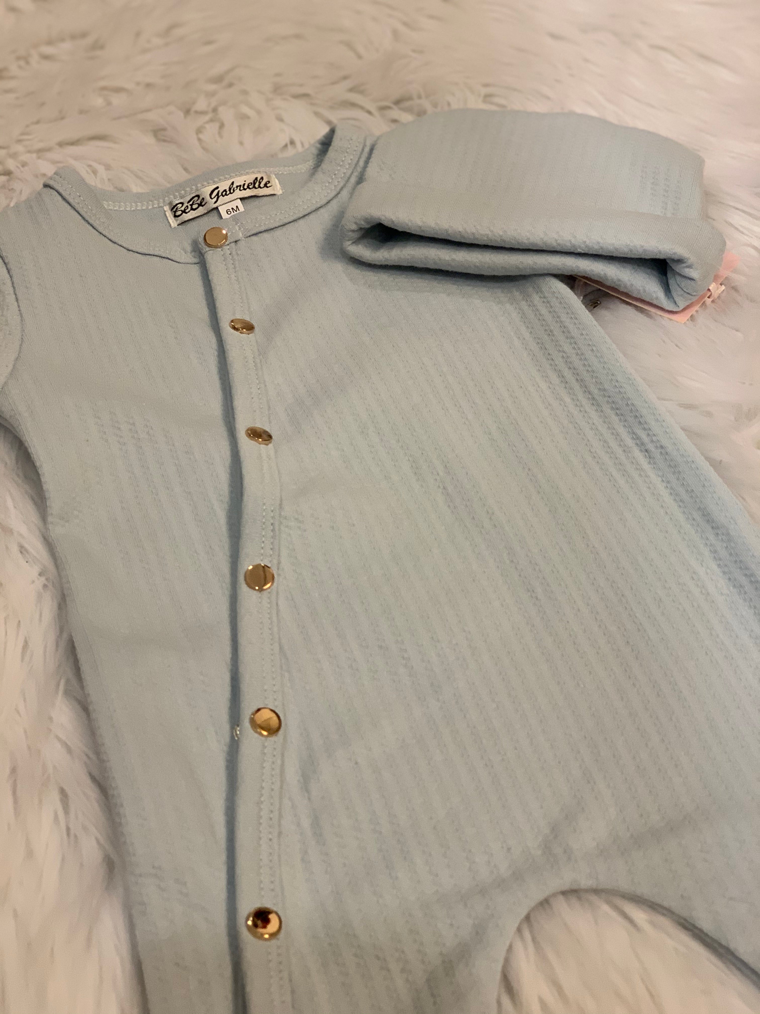 Conjunto de piqué azul bebé