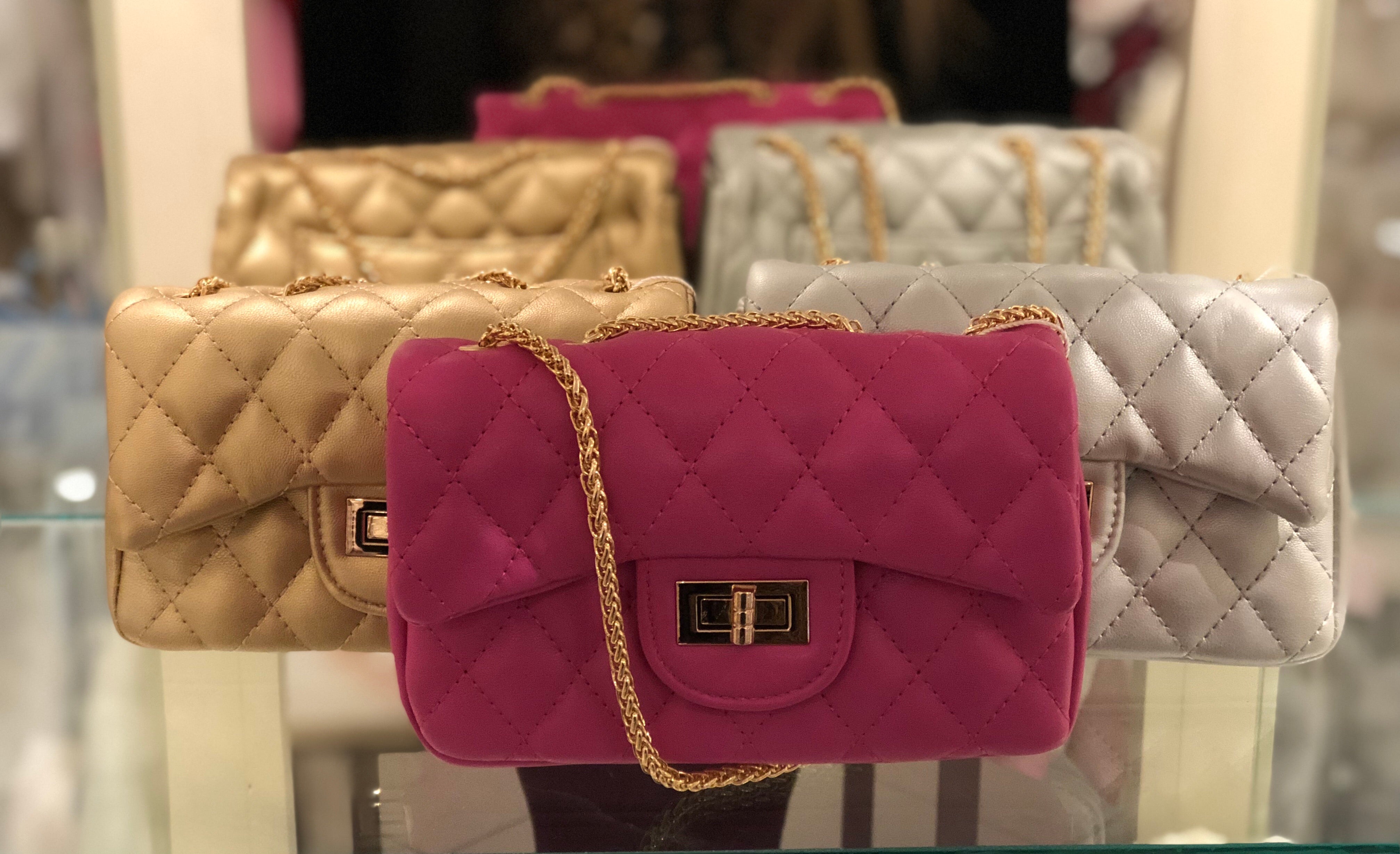 quilted pink gold silver holiday designer kids bag