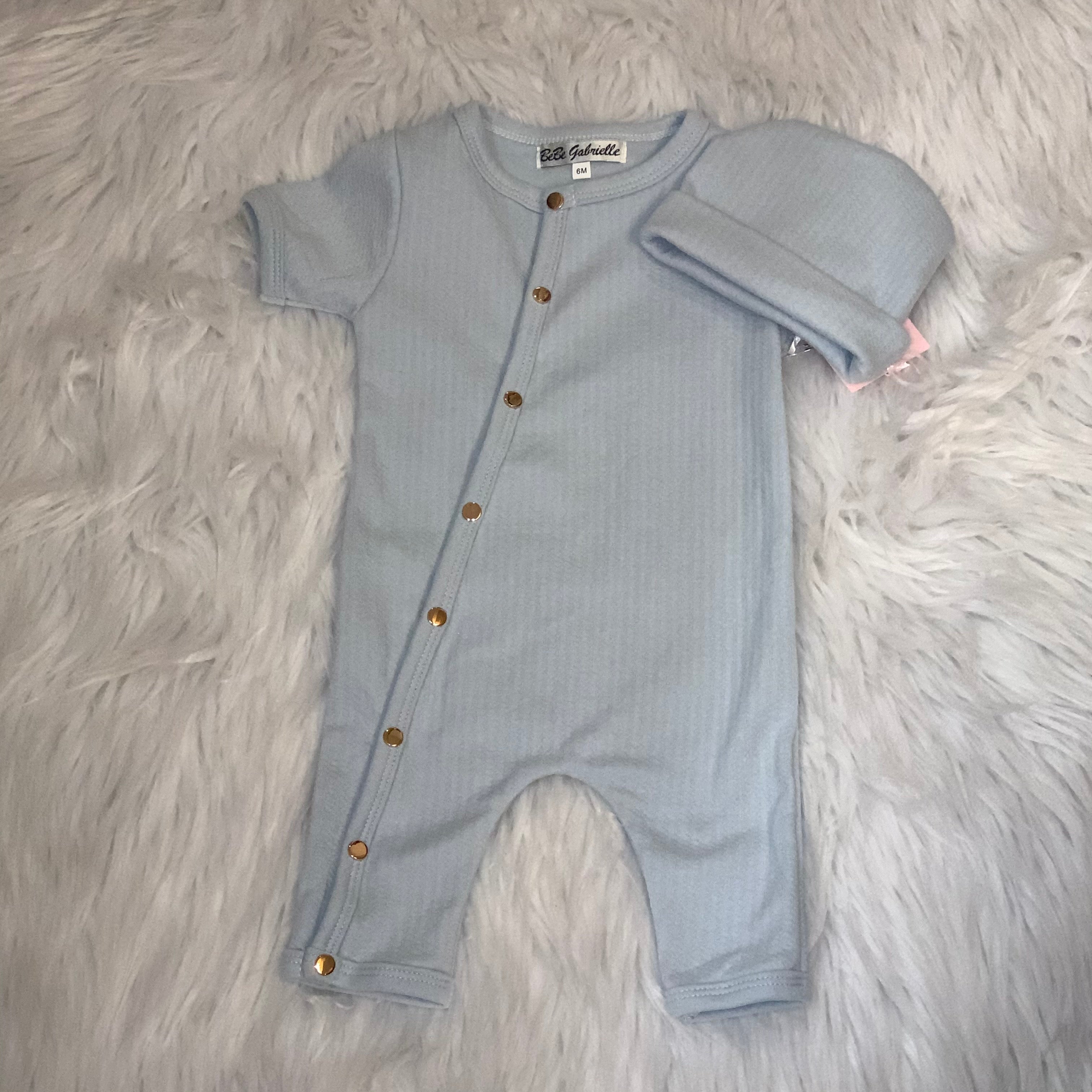 Conjunto de piqué azul bebé