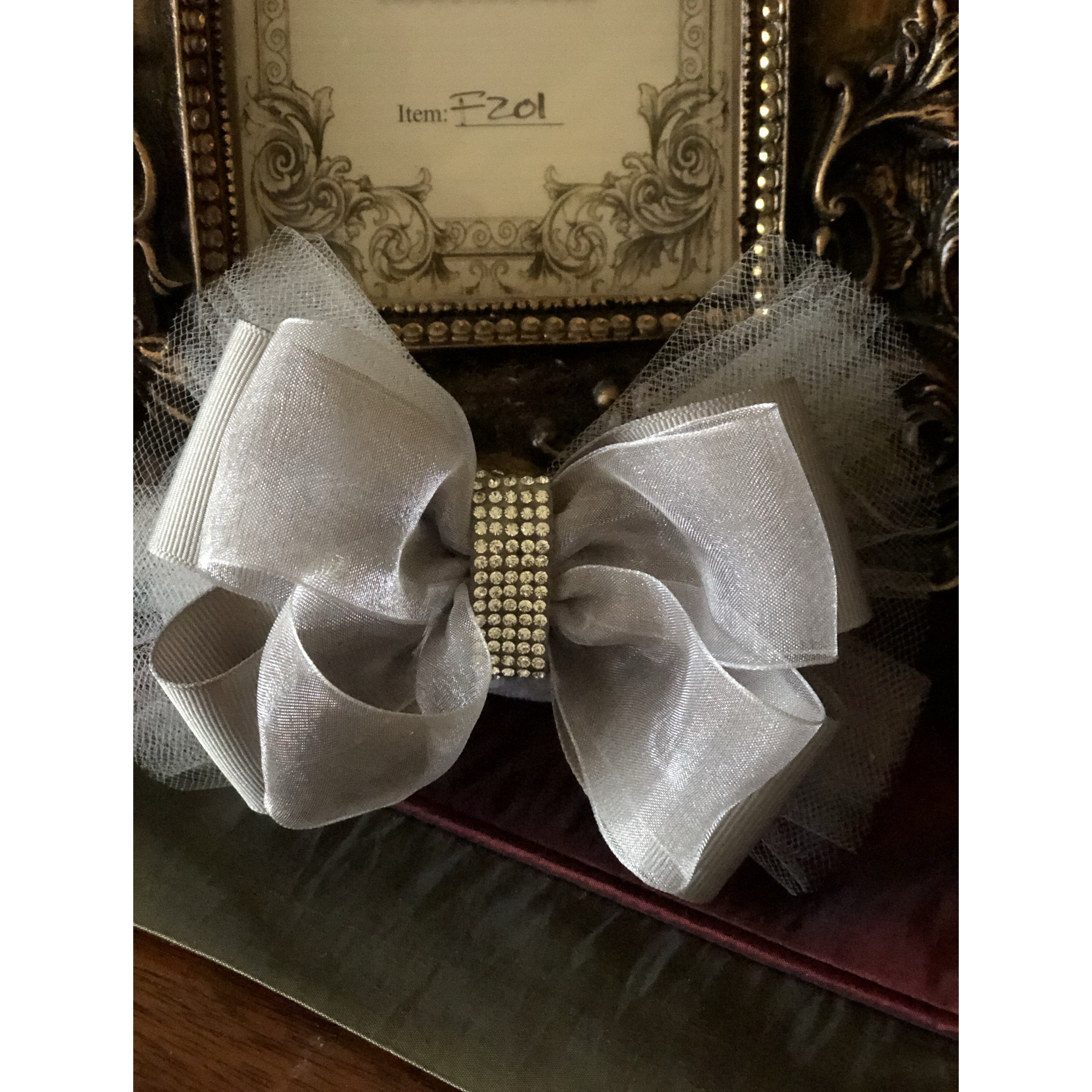 sheer bow headband hair crystal