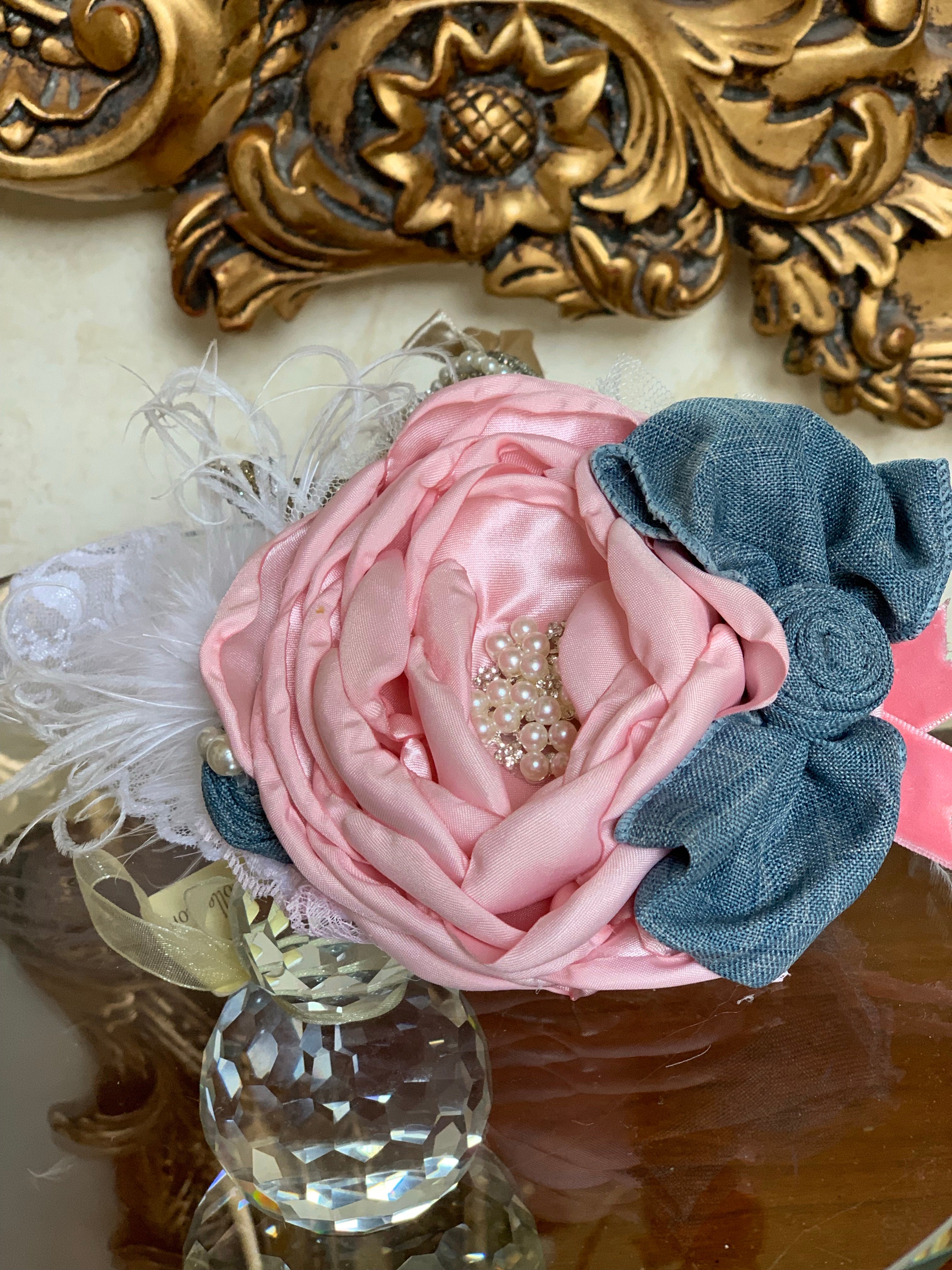 Denim Shabby Headband