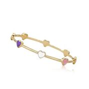 Twin Stars Dainty Flowers Bangle Baby bracelet Gold