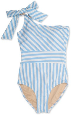 Women's One Shoulder Stripe Suit